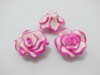 195 Fuschia White Fimo Rose Flower Beads Jewellery Findings 2cm
