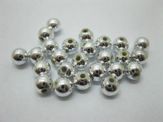 4500 Silver Plated Coated 6mm Round Spacer Beads