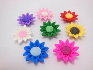 20 Fimo Beads Sunflower Jewellery Finding 30mm Dia. Mixed
