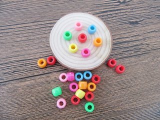 2100 Plastic Barrel Pony Beads 6x8mm Mixed Colour