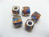 50 Blue Silver Cube Glass European Beads