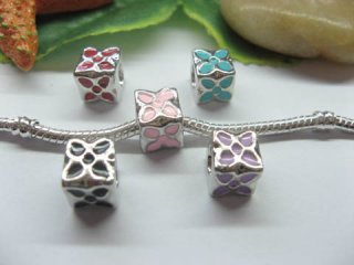 20 Alloy Cube Thread European Beads Charms