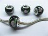 100 Black Round Glass European Beads pa-g42 100 Black Round Glass European Beads pa-g42