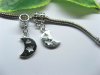 20 Alloy Barrel Thread European Beads with Crescent Dangle