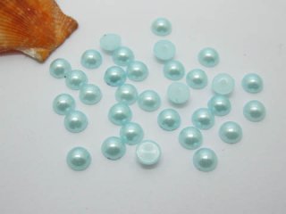 5000Pcs 6mm Light Blue Semi-Circle Simulated Pearl Bead Flatback