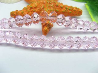 720 Pink Hand Polished Faceted Crystal Glass Beads