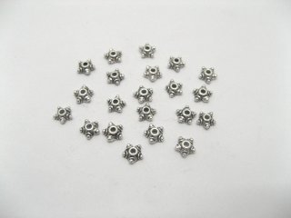 1000 Antique Pewter Silver Star 7mm Bead Caps