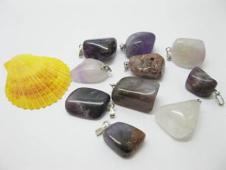 50 Charms Irregular Amethyst Beads Pendants