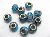 100 Skyblue Murano Flower Round Glass European Beads be-g320