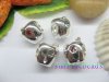 20pcs Silver Apple Beads Inlay 2 Crystal Fit European Beads