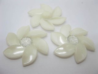 20Pcs Pearl White Flower Hairclip Jewelry Finding Beads 6cm