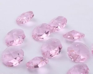 100 Pink Faceted Double-Hole Suncatcher Beads 14mm