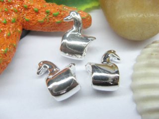 20 Silver Swan Thread European Beads pa-m258