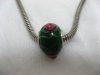 100 Green Murano Round European Glass Beads with Rose 100 Green Murano Round European Glass Beads with Rose