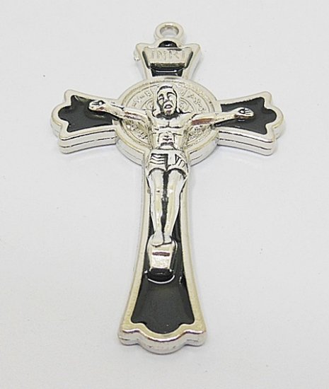 10X Enamel Black Charm Cross Pendant Jewellery Finding 7.7x4.6x1 - Click Image to Close