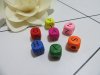 300Pcs Alphabet Letter Cube Wooden Beads Mixed Color