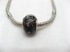 100 Black Murano Round Glass European Beads be-g319 100 Black Murano Round Glass European Beads be-g319