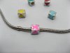 20 Metal Cube Enamel Thread European Beads