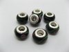 100 Black Murano Flower Round Glass European Beads be-g440 100 Black Murano Flower Round Glass European Beads be-g440