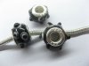 100 Black Dotted Glass European Beads pa-g23 100 Black Dotted Glass European Beads pa-g23