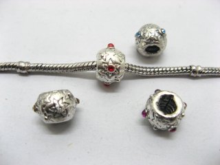20 Nickel Plated European Carved Flower Thread Beads ac-sp487