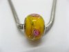 50 Yellow Murano Rose Flower Round Glass European Beads be-g2