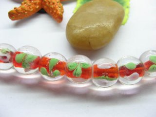 10Strands 300pcs Red Round Lampwork Glass Beads 13x11cm