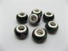 100 Black Murano Flower Round Glass European Beads be-g440