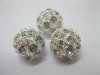 10Pcs Silver Plated Hollow Rhinestone Ball Beads 16mm