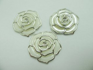 20Pcs Pearl Ivory Rose Hairclip Jewelry Finding Beads 48mm