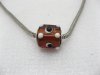 50 Coffee Murano Cubic Glass European Beads With White Dots 50 Coffee Murano Cubic Glass European Beads With White Dots