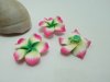 100Pcs Pink Fimo Beads Frangipani Flower Jewellery Finding 33mm