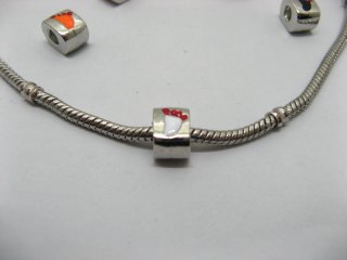 20 Metal Enamel Sole Thread European Beads