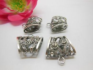 40Pcs New Charms Rose Hollow Alloy Beads Pendants