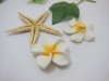 20 White Fimo Beads Frangipani Jewellery Finding 4.2cm