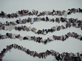 10 Strands Purple & White Loose Glass Chip Beads