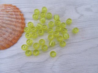 2100 Transparent Clear Yellow Barrel Pony Beads 6x8mm