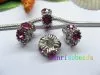 20pcs 18 KGP Beads Inlay 5 Fuchsia Crystal Fit European Beads