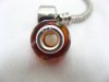 1X Coffee Murano Round Glass European Beads 925 Silver Core