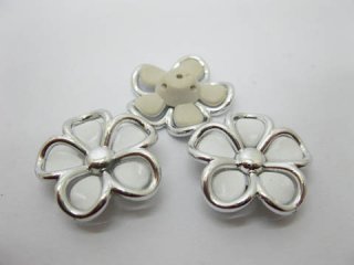40Pcs Blossom Flower Hairclip Jewelry Finding Beads - White