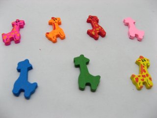 300Pcs Colourful Giraffe Wooden Beads Mixed Color