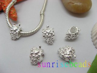 10pcs Silver Plated Screw Grape Beads European Design