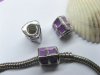 10 Purple Enamel Metal Thread European Beads pa-m184