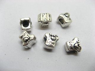 100 Silver Plated European Shirt Beads ac-sp466