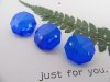 100 Blue Crystal Faceted Double-Hole Suncatcher Beads 14mm