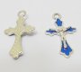 100X Enamel Blue Cross Pendant Jewellery Finding 3.1x2.8x0.3cm