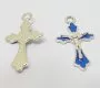 100X Enamel Blue Cross Pendant Jewellery Finding 3.1x2.8x0.3cm