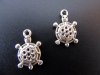 100 Silver Plated Metal Turtle Beads Pendants 19x12mm