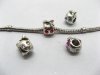 100 Nickel Plated European Thread Beads With Rhinestone