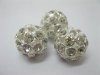 10Pcs Silver Plated Hollow Rhinestone Ball Beads 21mm 10Pcs Silver Plated Hollow Rhinestone Ball Beads 21mm